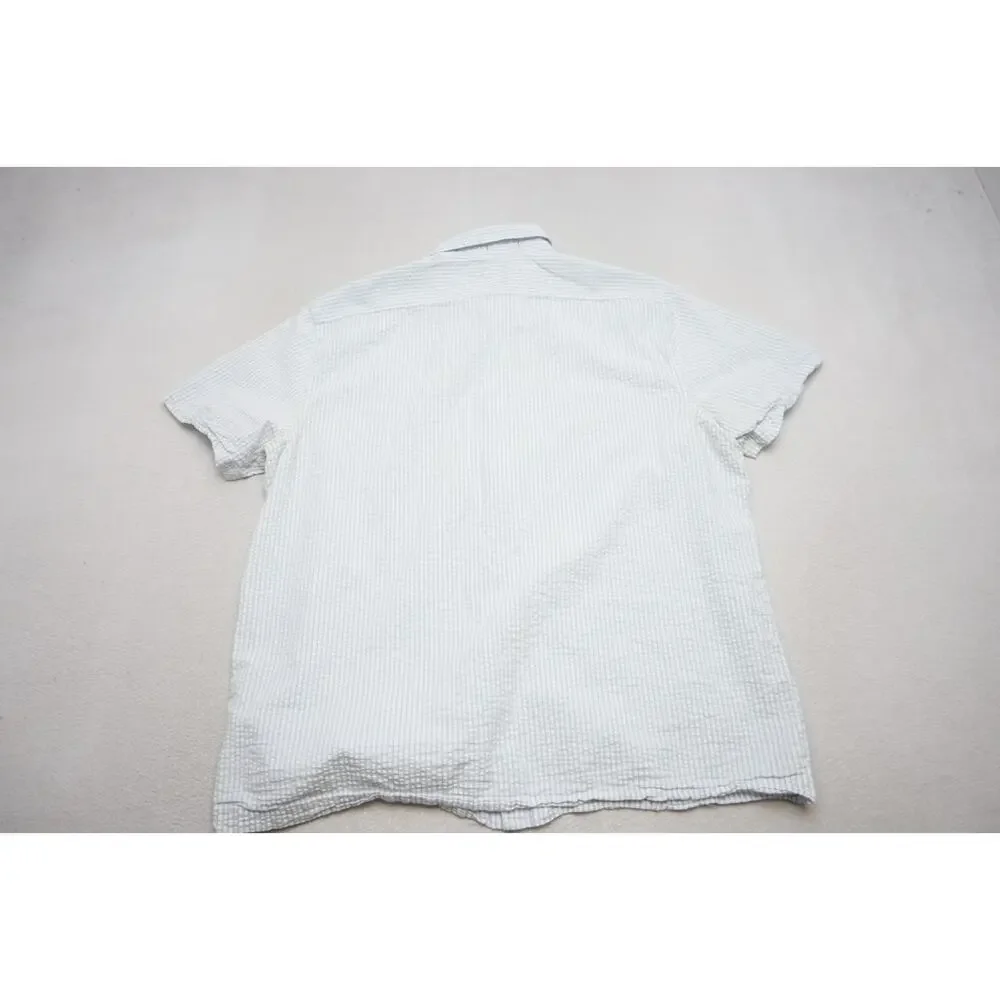 Banana Republic Seersucker Dress Shirt Slim Fit Short Sleeve Button Up Mens‎ 2XL